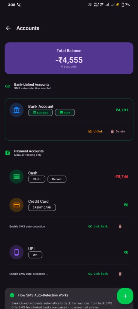 Accounts Screen